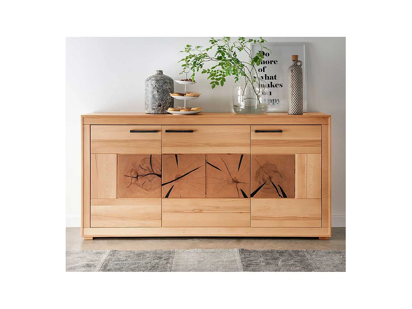 Esszimmersideboard massiv aus Kernbuche Hirnholz Einlagen