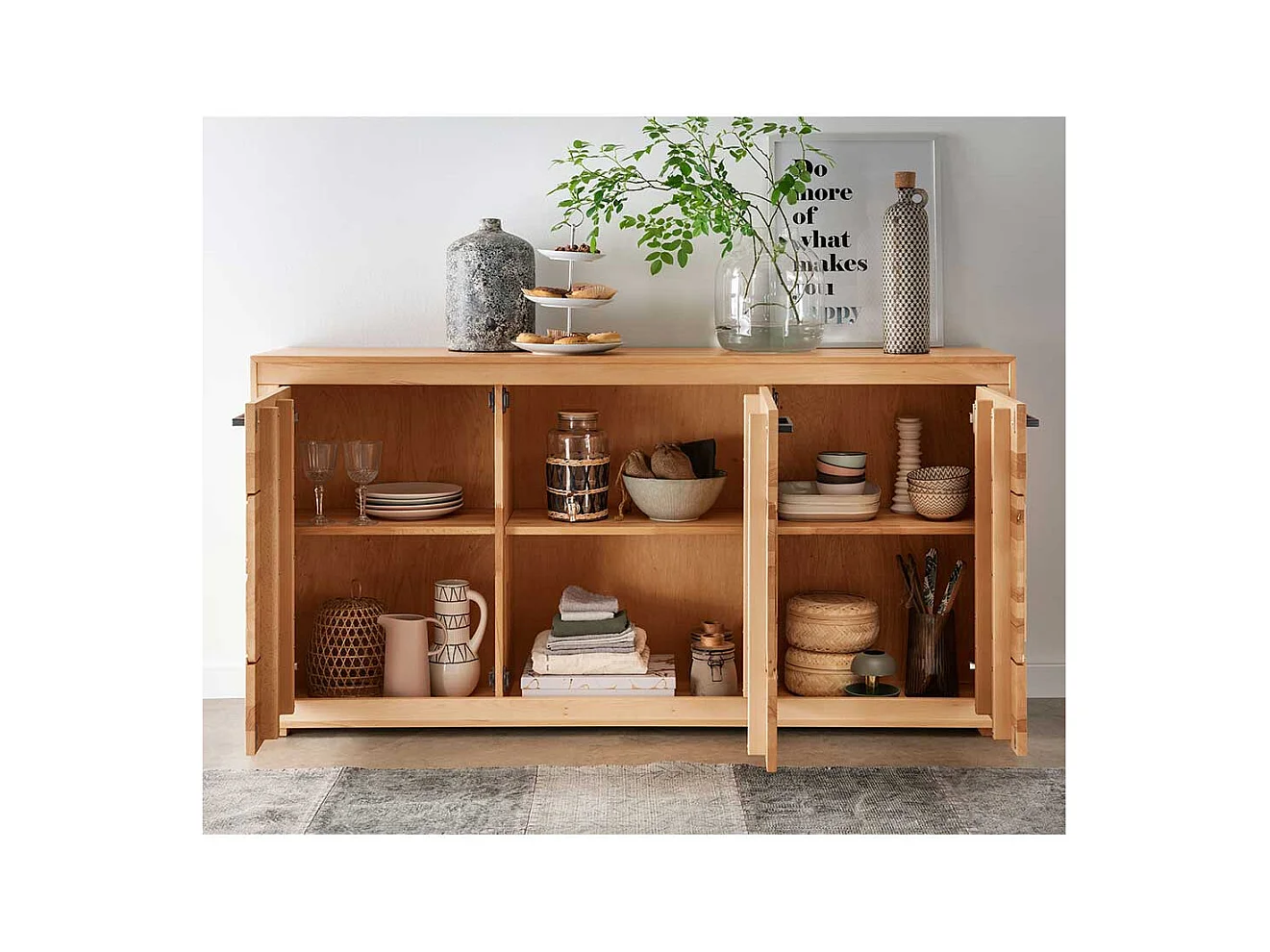 Esszimmersideboard massiv aus Kernbuche Hirnholz Einlagen