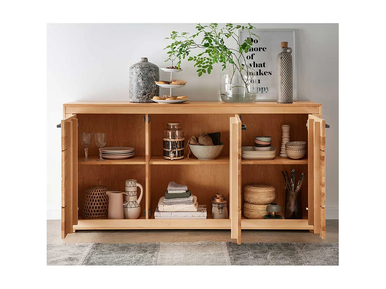 Esszimmersideboard massiv aus Kernbuche Hirnholz Einlagen