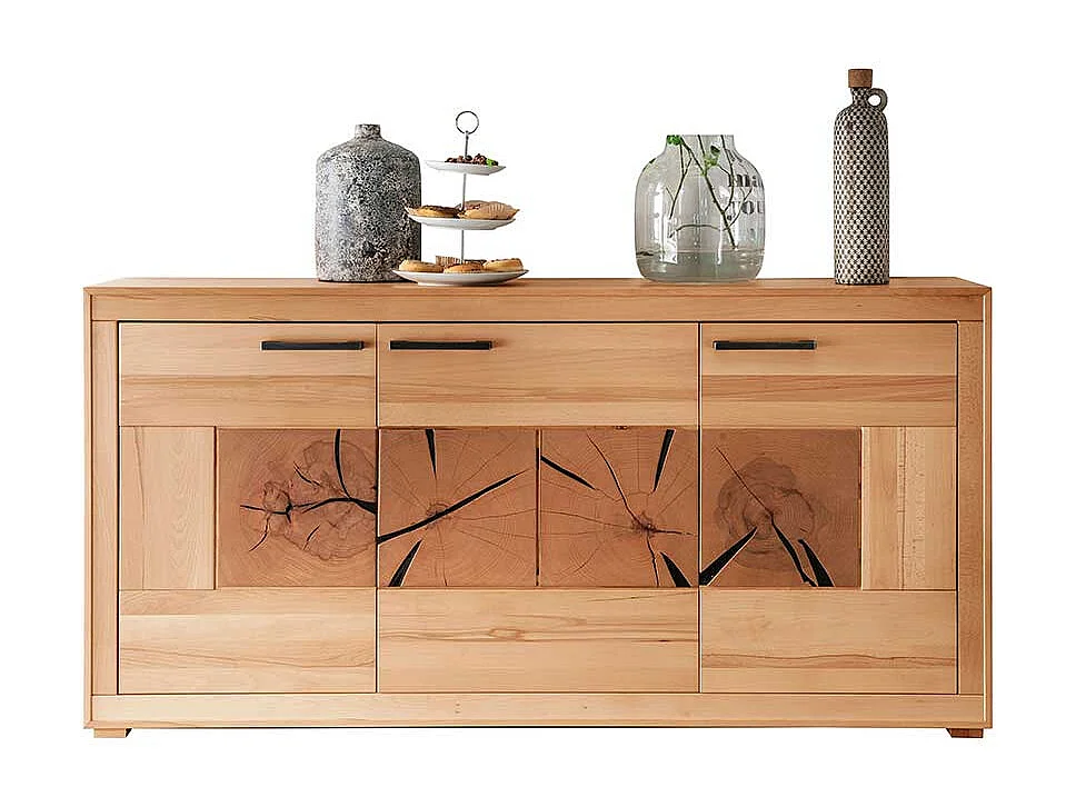 Esszimmersideboard massiv aus Kernbuche Hirnholz Einlagen