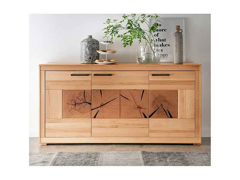 Esszimmersideboard massiv aus Kernbuche Hirnholz Einlagen