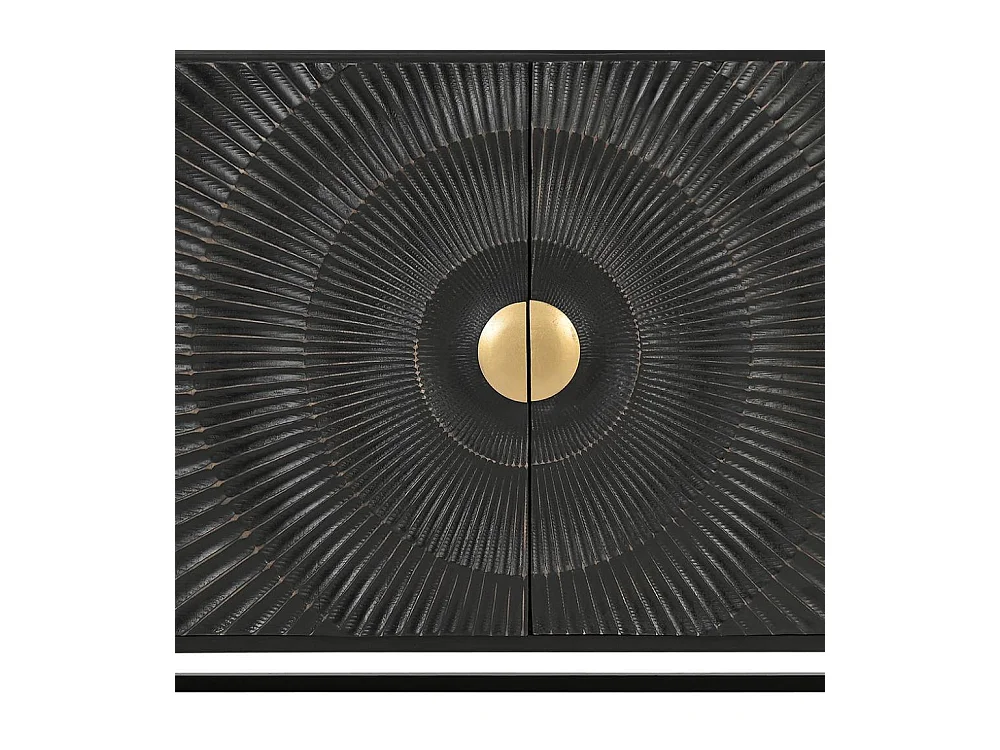 Sideboard Massivholzkommode in Schwarz und Goldfarben