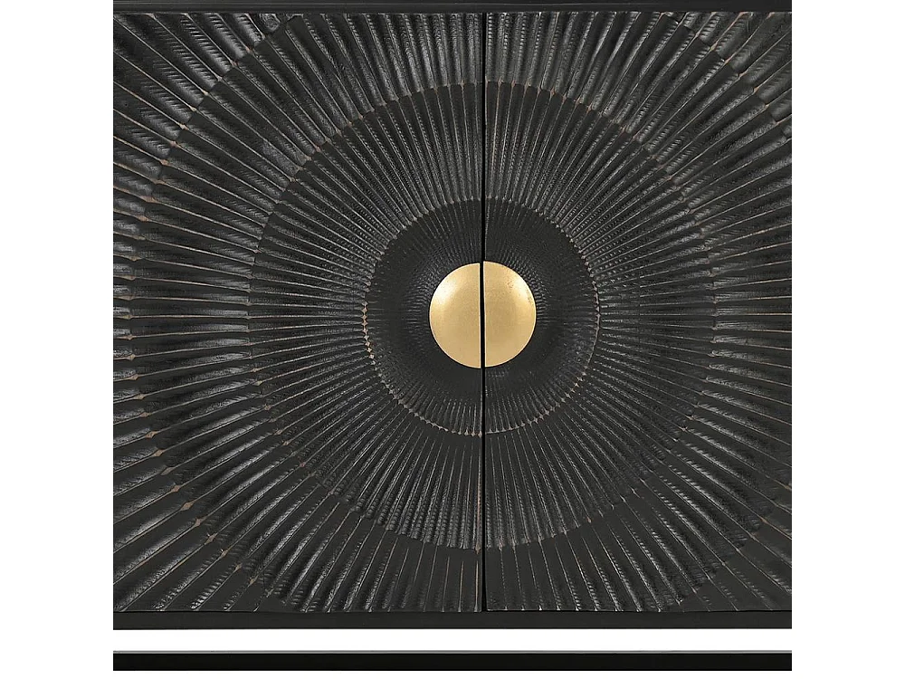 Sideboard Massivholzkommode in Schwarz und Goldfarben