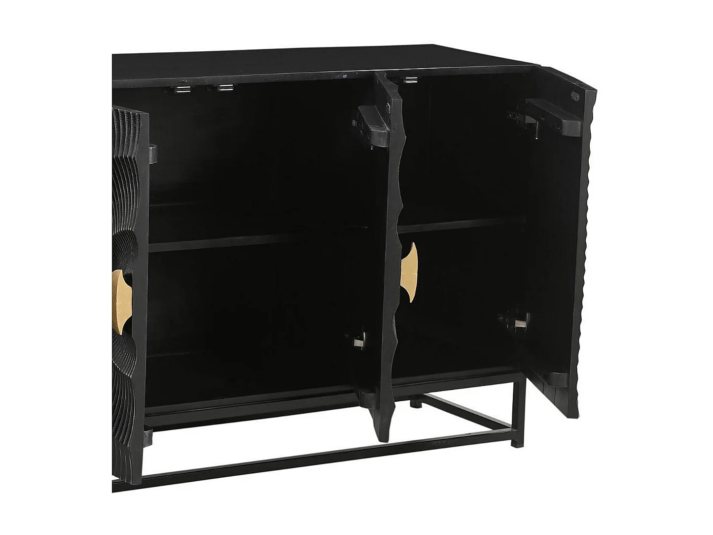 Sideboard Massivholzkommode in Schwarz und Goldfarben