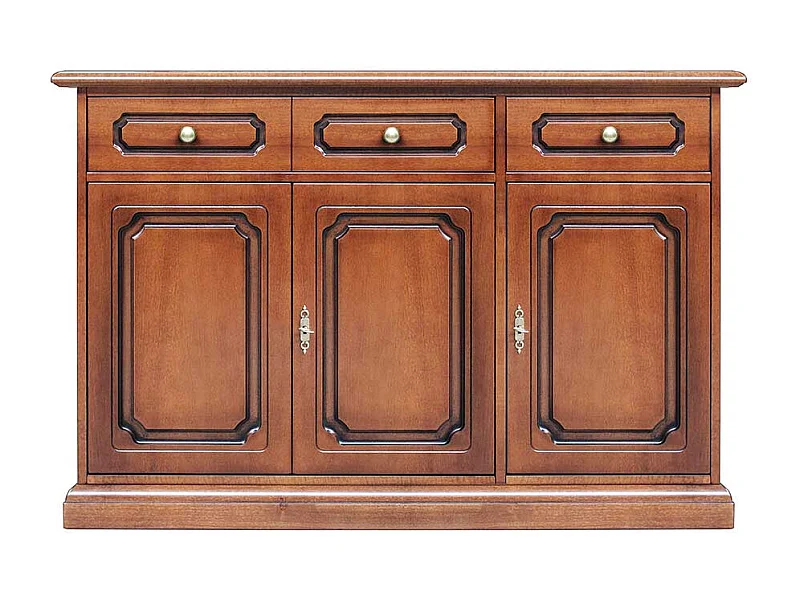 Sideboard klassisch Nussbaum teilmassiv drei Schubladen und Türen