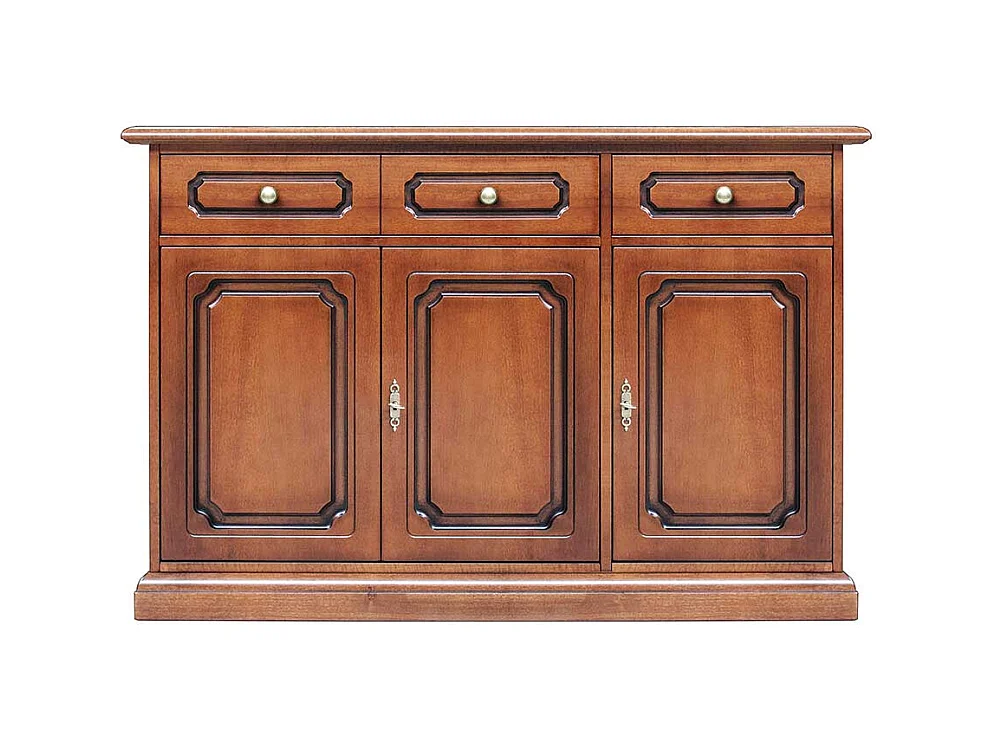 Sideboard klassisch Nussbaum teilmassiv drei Schubladen und Türen