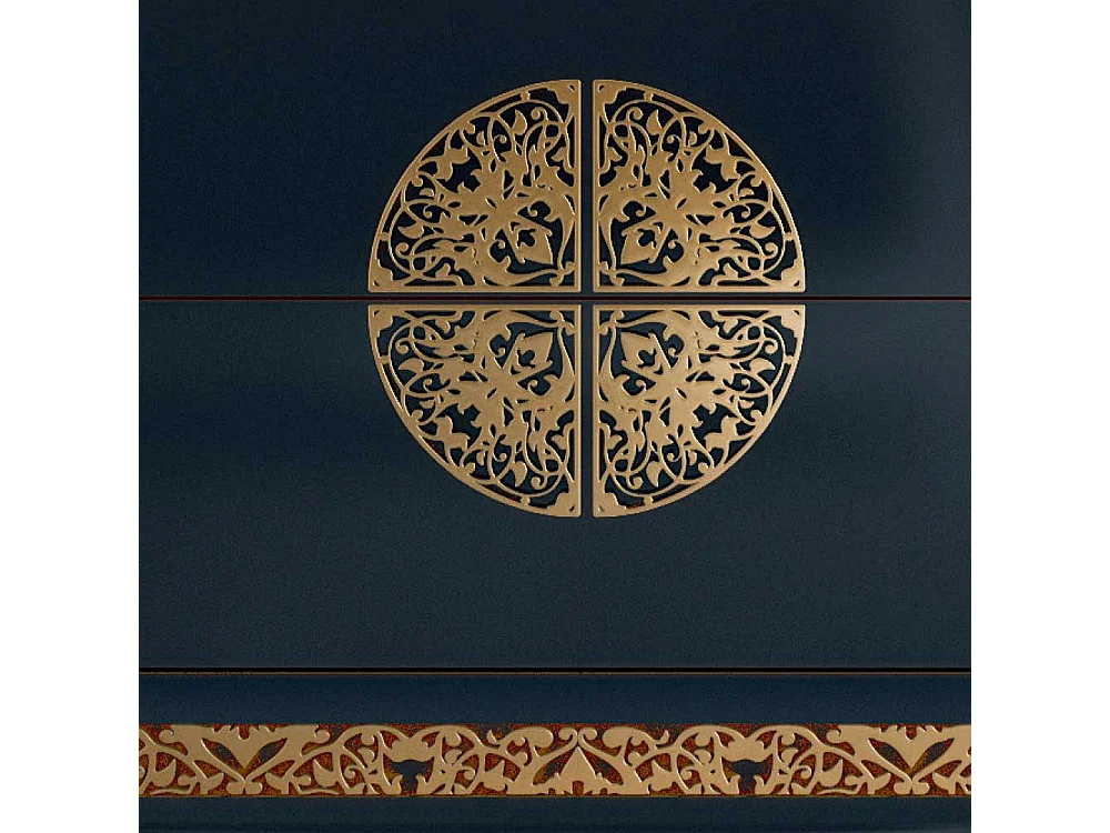 Italienisches Design Sideboard in Dunkelblau Blattgold verziert