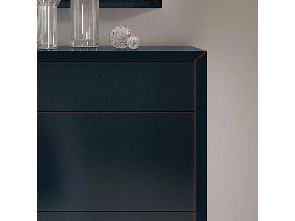 Italienisches Design Sideboard in Dunkelblau Blattgold verziert