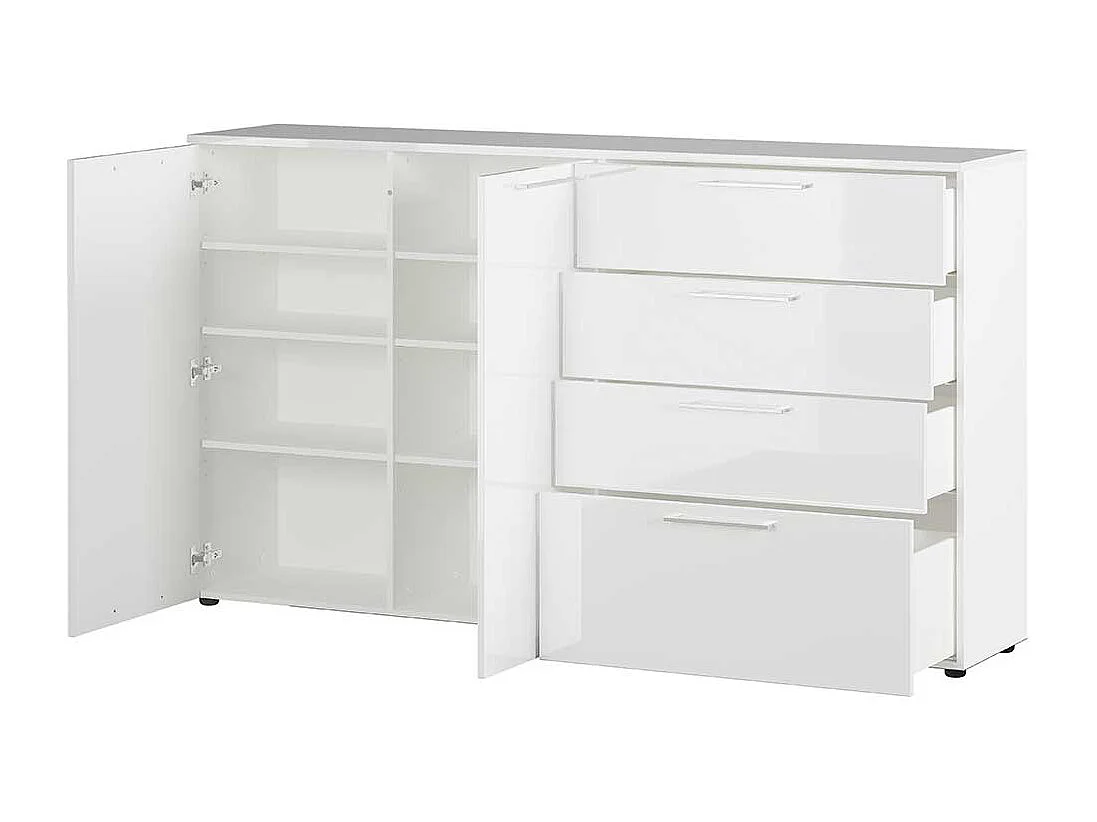 Esszimmersideboard in Weiß Hochglanz stoßfesten ABS Kanten