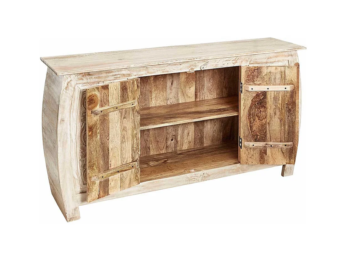 Vintage Design Sideboard in Creme Weiß Akazie Massivholz