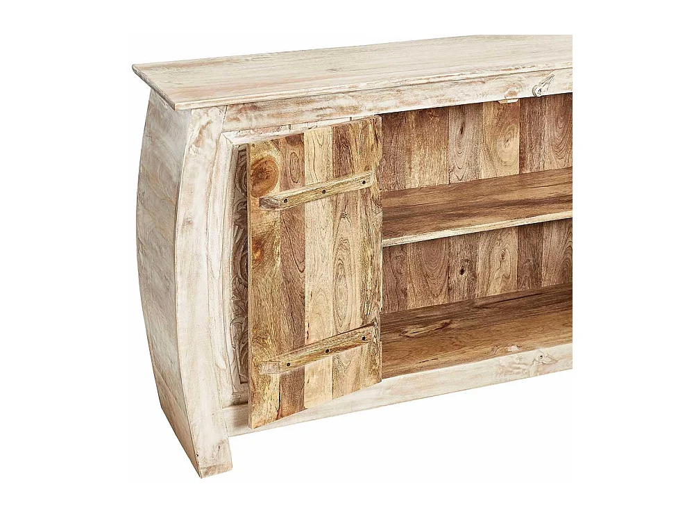 Vintage Design Sideboard in Creme Weiß Akazie Massivholz