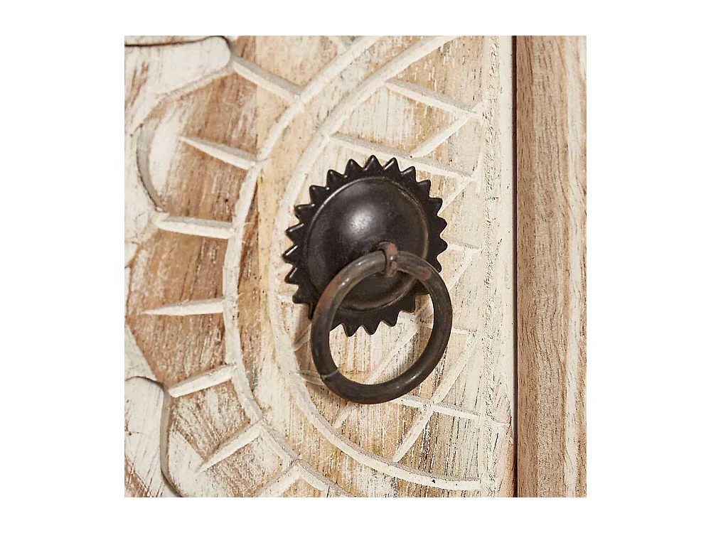 Vintage Design Sideboard in Creme Weiß Akazie Massivholz