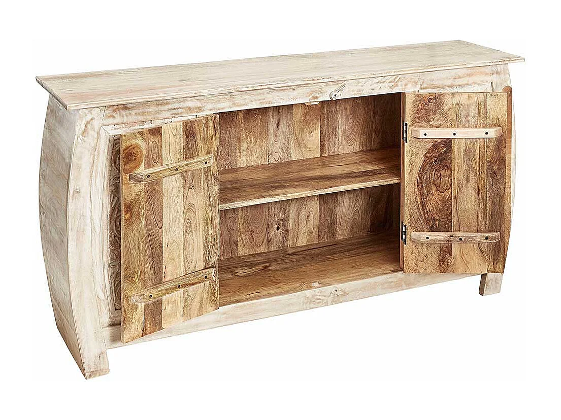 Vintage Design Sideboard in Creme Weiß Akazie Massivholz