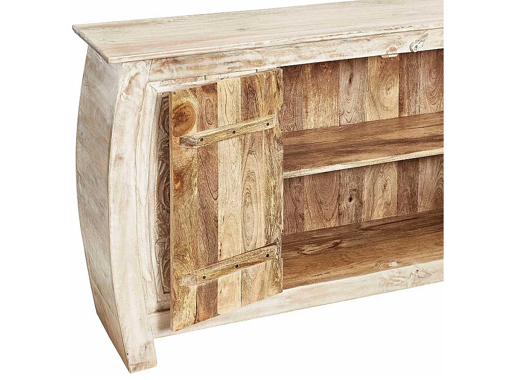 Vintage Design Sideboard in Creme Weiß Akazie Massivholz