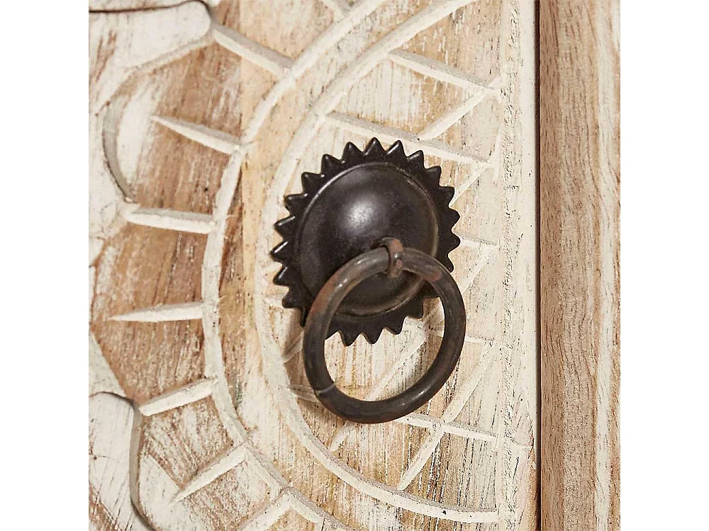 Vintage Design Sideboard in Creme Weiß Akazie Massivholz