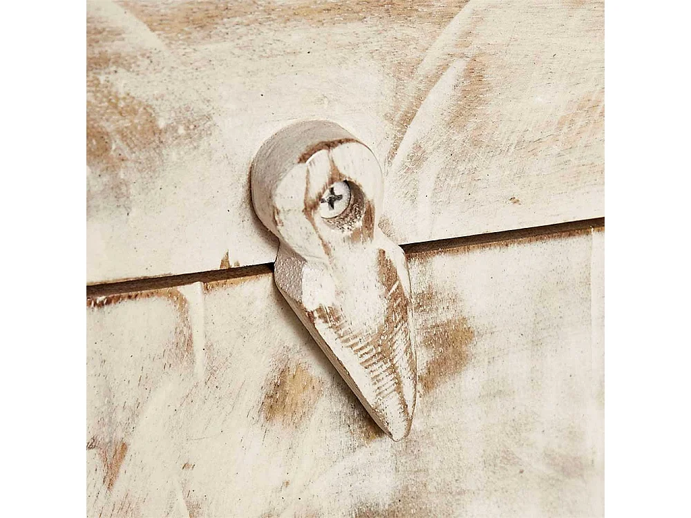 Vintage Design Sideboard in Creme Weiß Akazie Massivholz