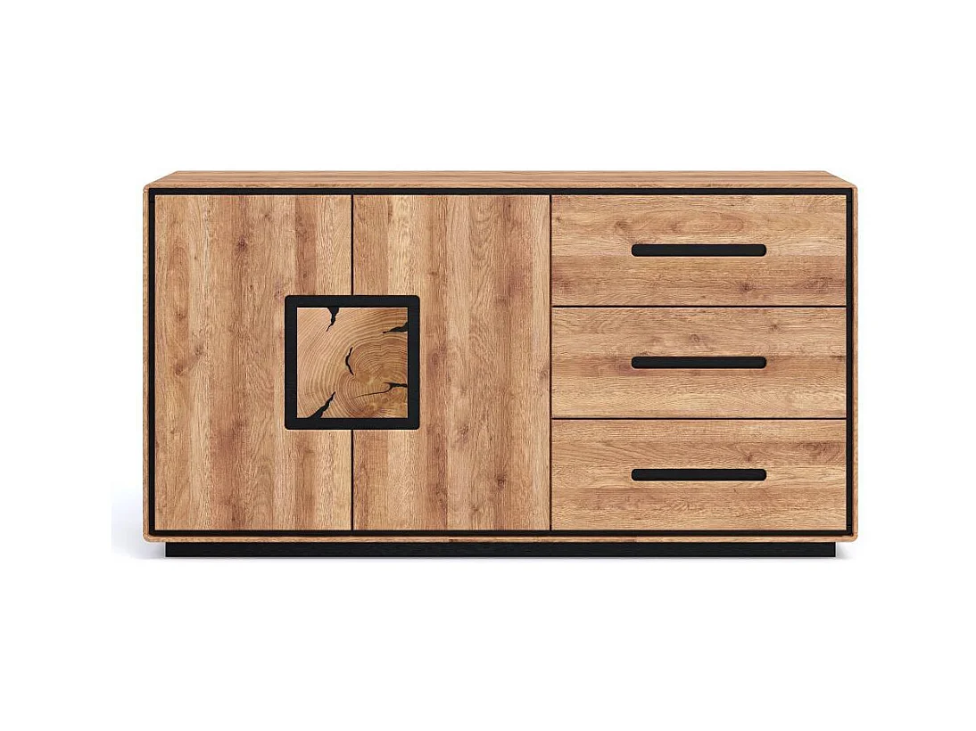 Sideboard Wohnzimmerkommode in Wildeichefarben mit drei Schubladen