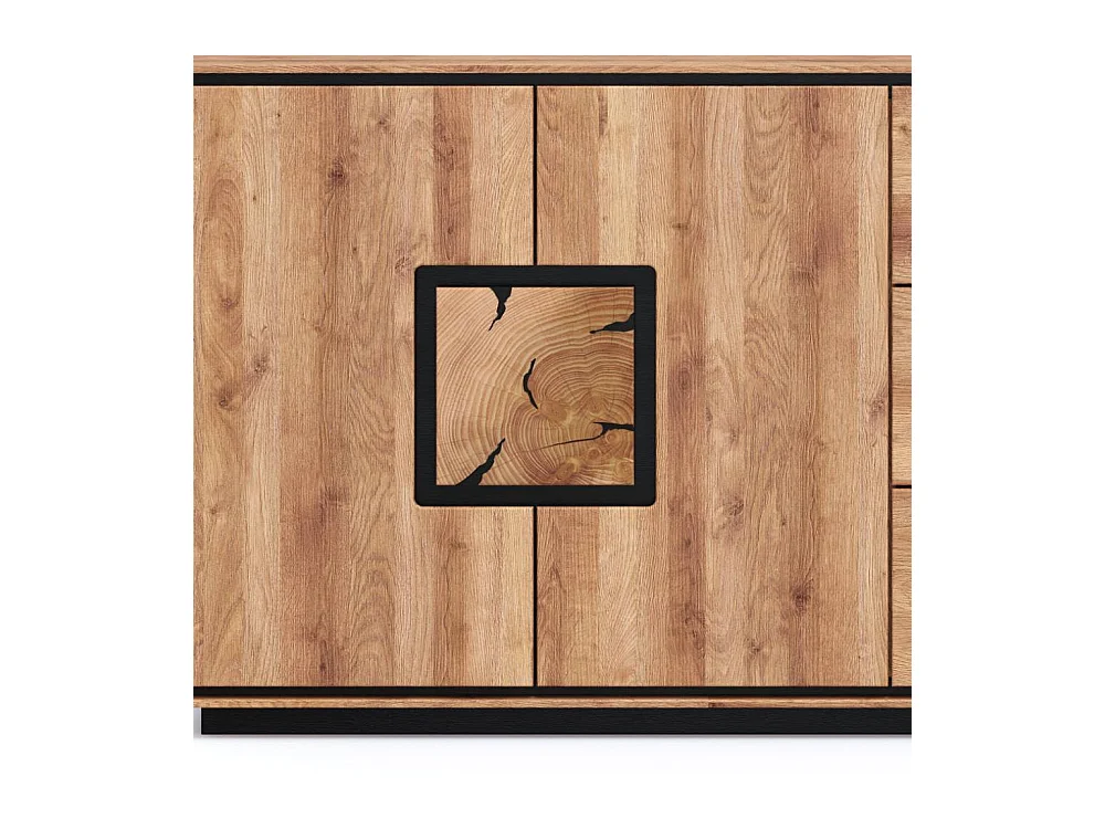 Sideboard Wohnzimmerkommode in Wildeichefarben mit drei Schubladen