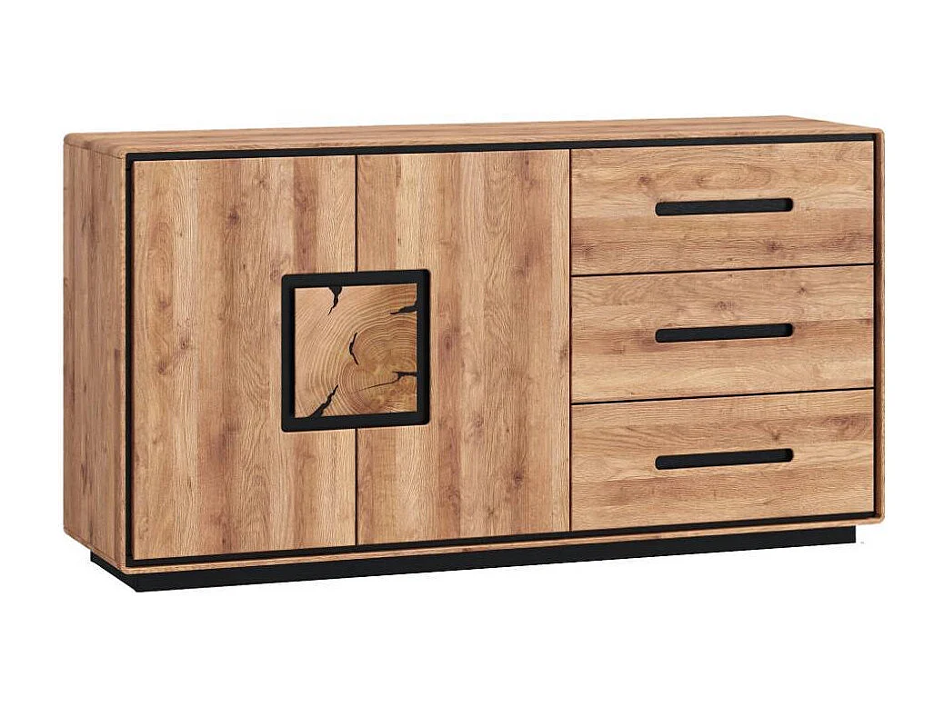 Sideboard Wohnzimmerkommode in Wildeichefarben mit drei Schubladen