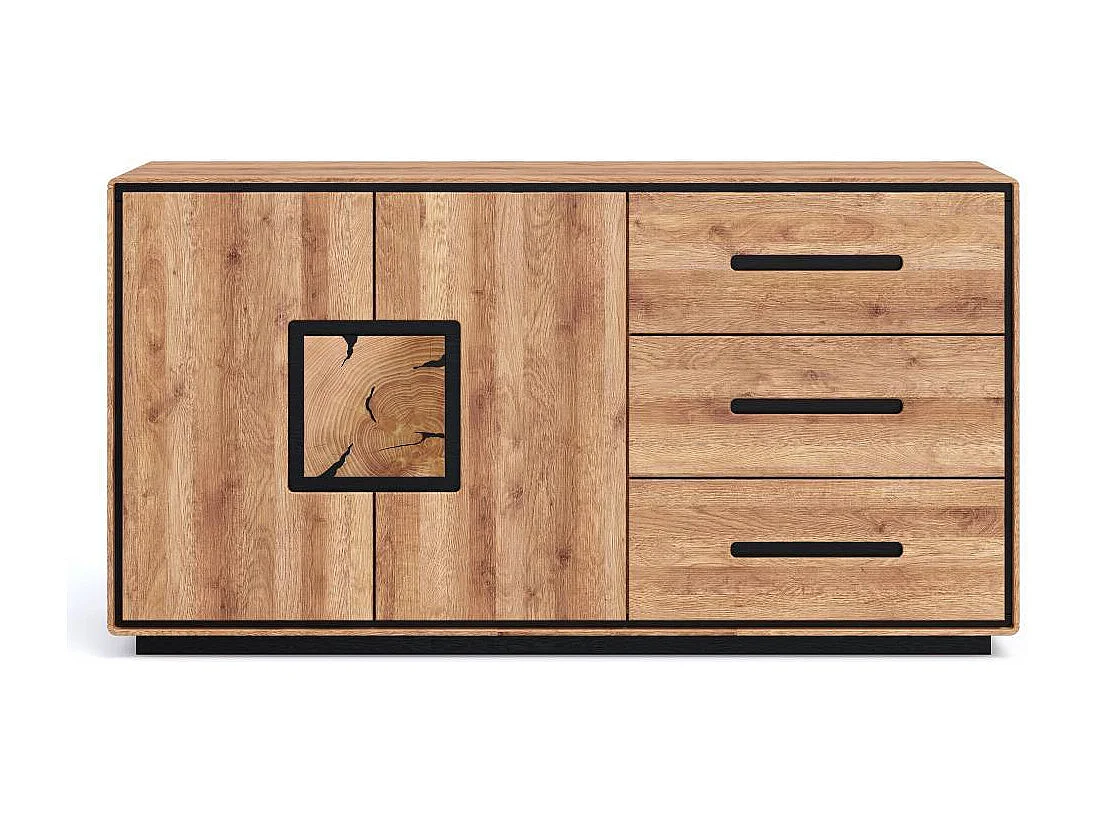 Sideboard Wohnzimmerkommode in Wildeichefarben mit drei Schubladen