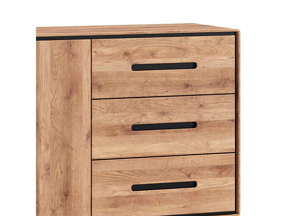 Sideboard Wohnzimmerkommode in Wildeichefarben mit drei Schubladen