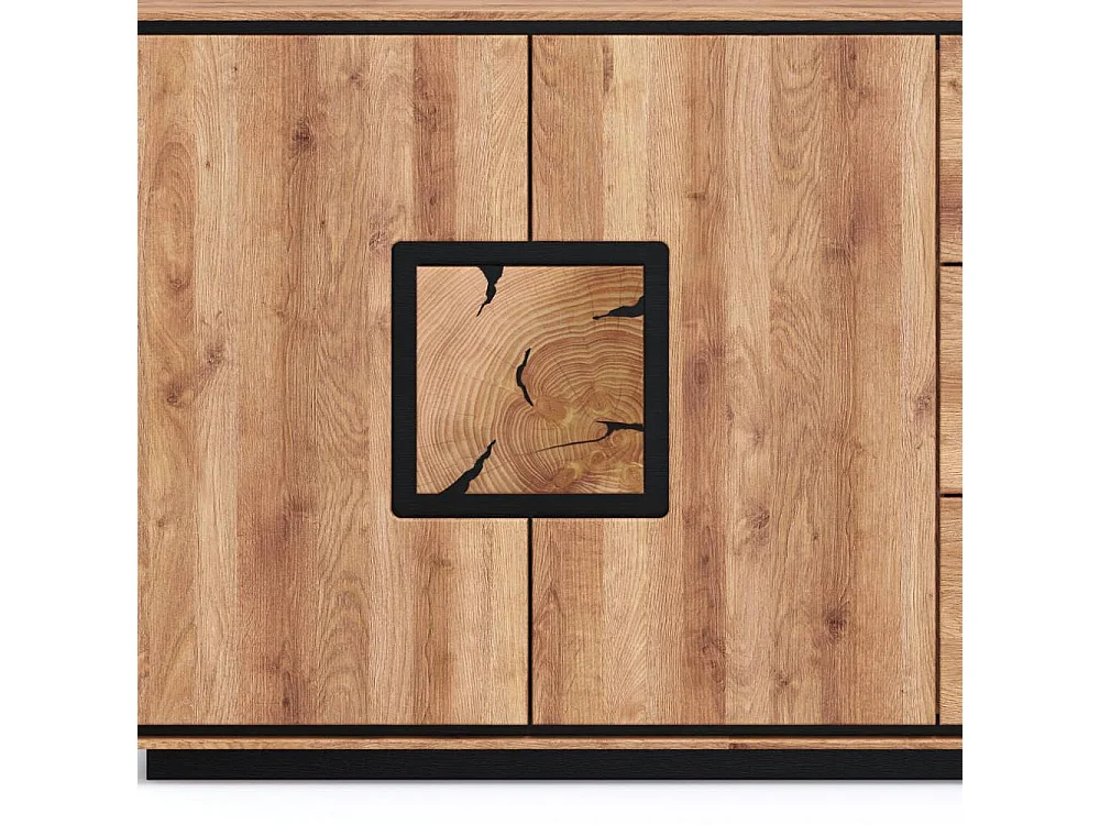 Sideboard Wohnzimmerkommode in Wildeichefarben mit drei Schubladen