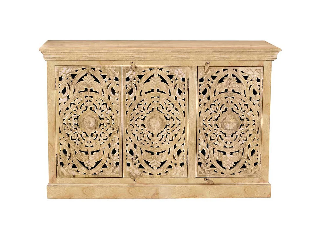 Esszimmer Sideboard in Mangobaum Sandfarben Vintage Look