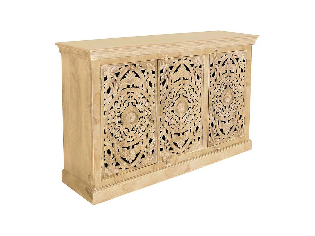 Esszimmer Sideboard in Mangobaum Sandfarben Vintage Look