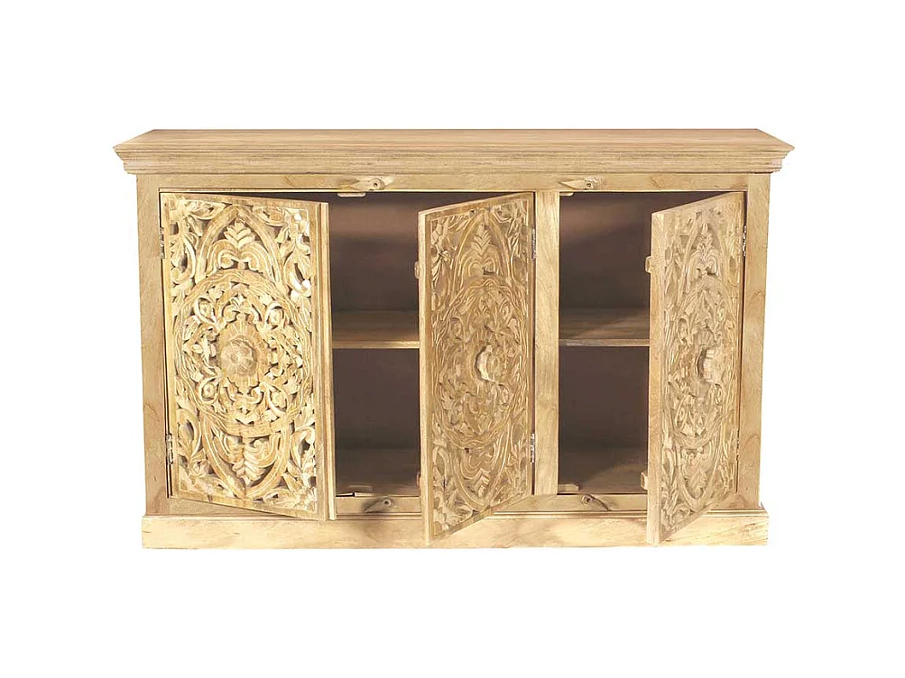 Esszimmer Sideboard in Mangobaum Sandfarben Vintage Look