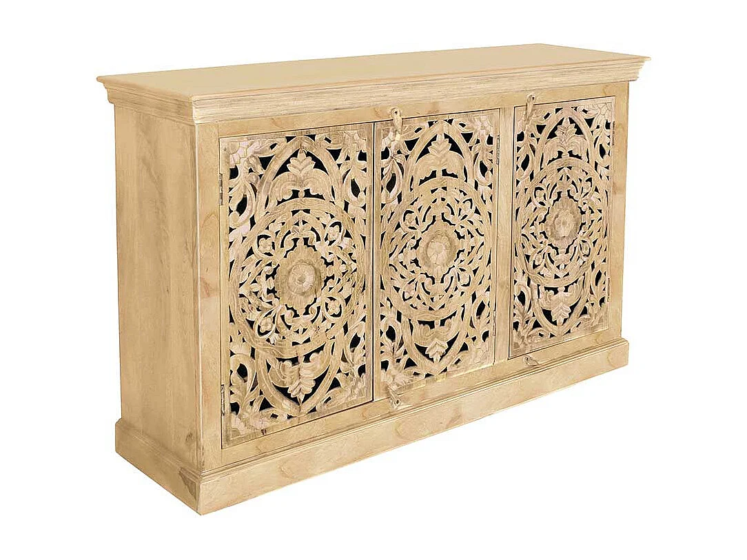 Esszimmer Sideboard in Mangobaum Sandfarben Vintage Look