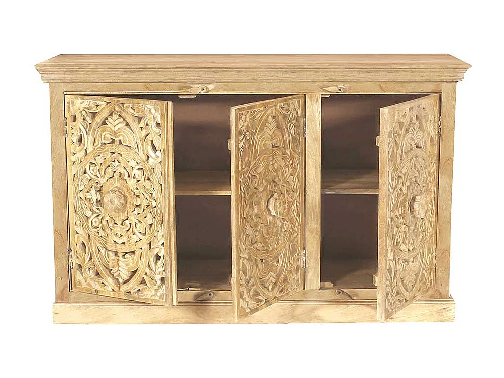 Esszimmer Sideboard in Mangobaum Sandfarben Vintage Look