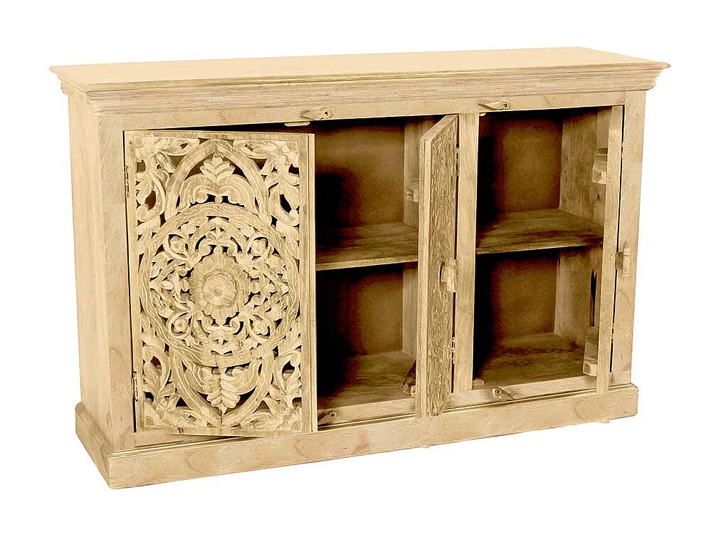 Esszimmer Sideboard in Mangobaum Sandfarben Vintage Look