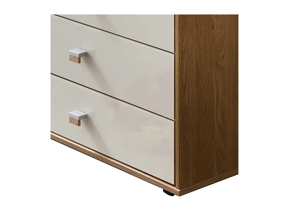 Schubladenkommode in Beige Glas beschichtet Eiche teilmassiv