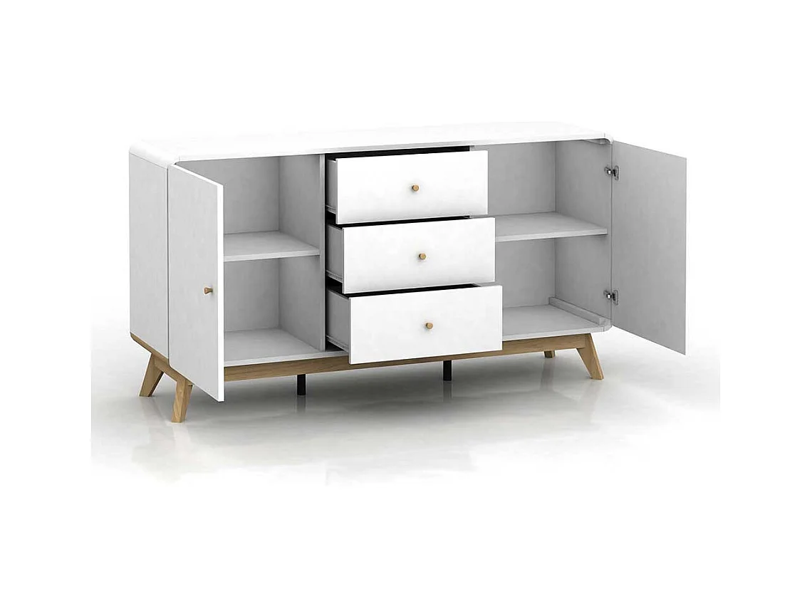 Weißes Sideboard im Skandi Design 140 cm breit