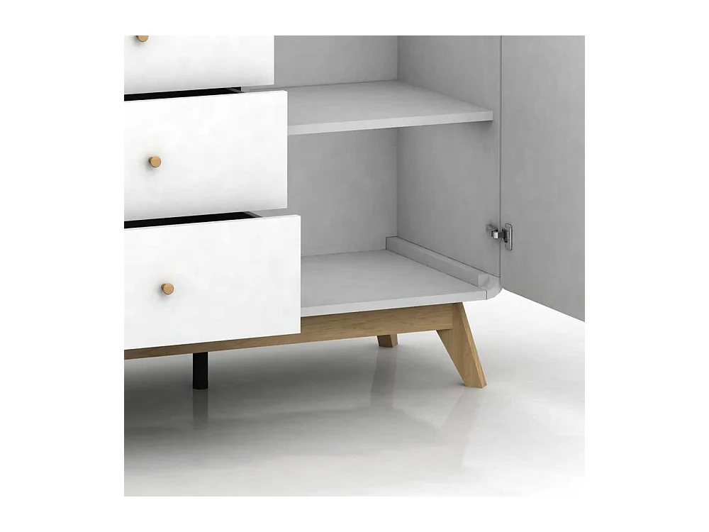 Weißes Sideboard im Skandi Design 140 cm breit