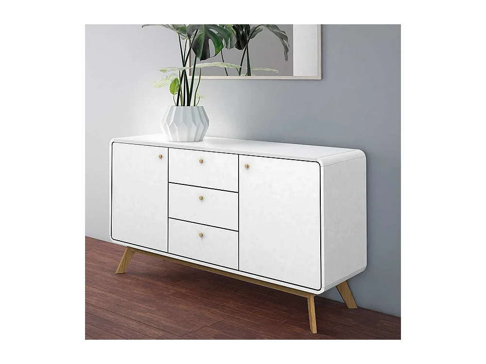 Weißes Sideboard im Skandi Design 140 cm breit