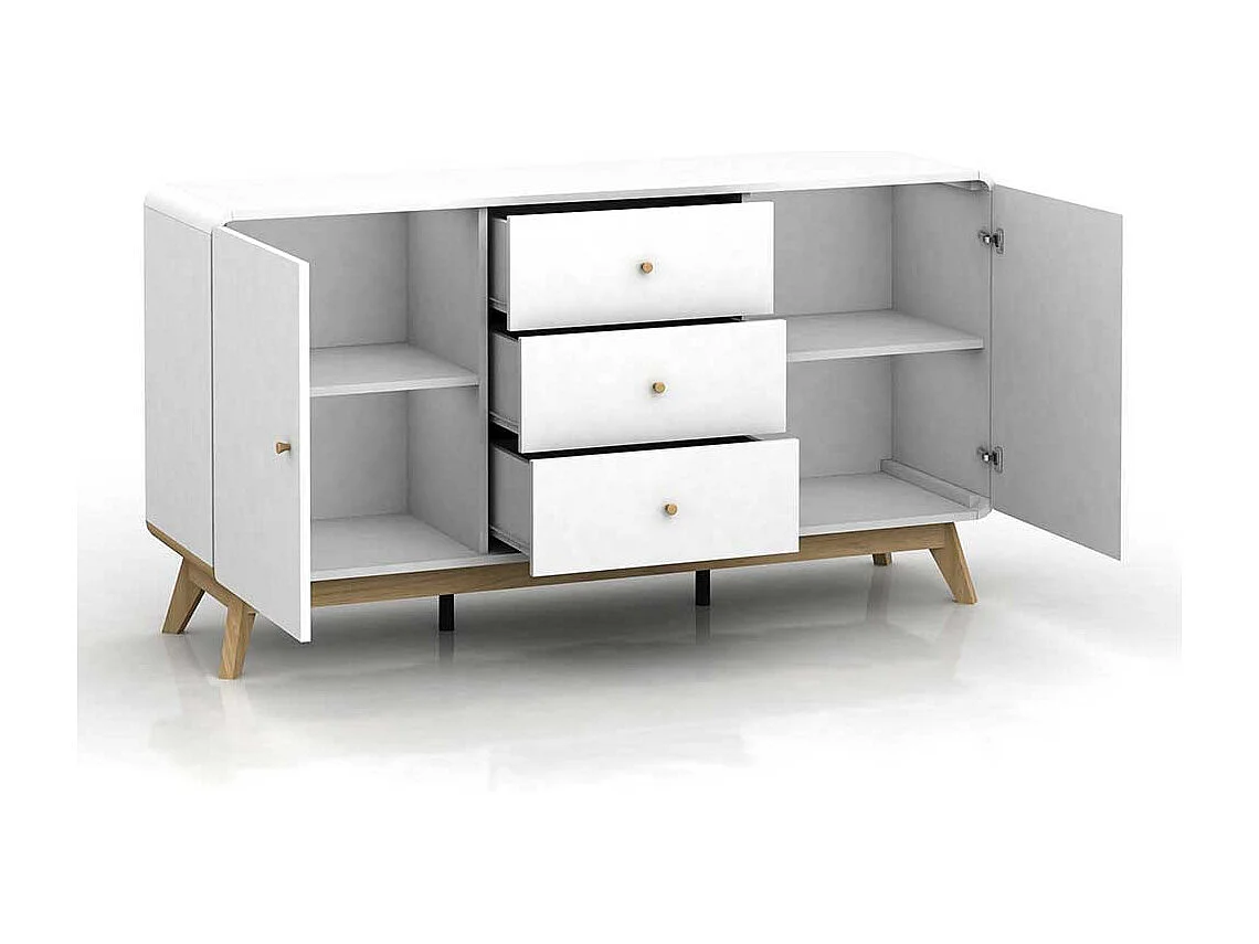 Weißes Sideboard im Skandi Design 140 cm breit