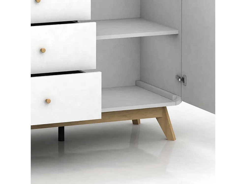 Weißes Sideboard im Skandi Design 140 cm breit