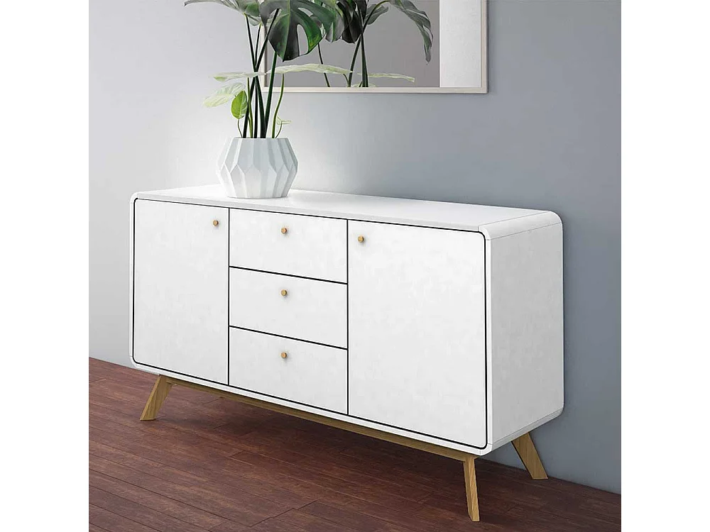 Weißes Sideboard im Skandi Design 140 cm breit