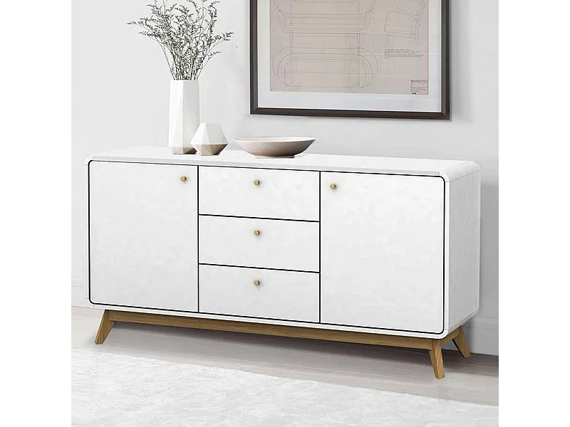 Weißes Sideboard im Skandi Design 140 cm breit