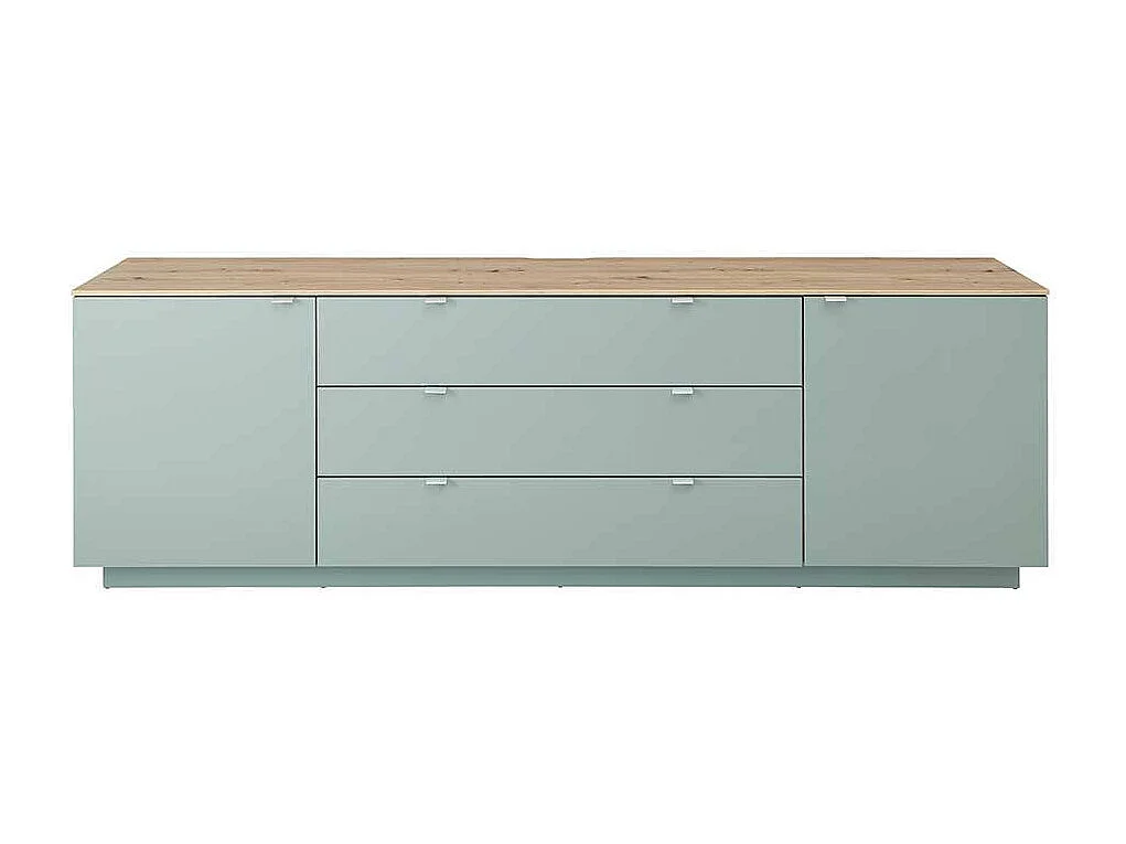 Sidebord modern Wohnzimmer in Graugrün und Holzoptik 240 cm breit