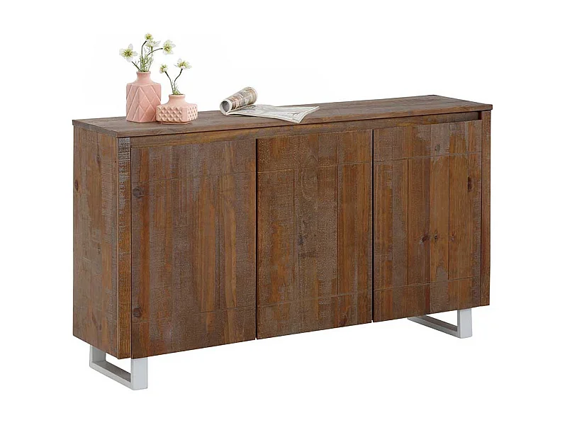 Modernes Sideboard in Kiefer dunkel Bügelgestell aus Metall