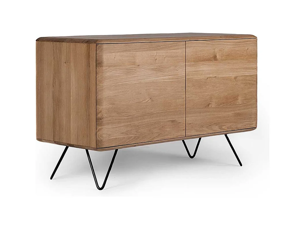 Eiche Bianco Sideboard aus Massivholz Vierfu�gestell aus Metall