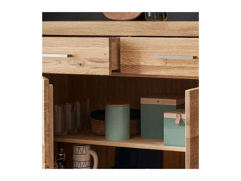 Großes Sideboard aus Wildeiche Massivholz 3 Türen 3 Schubladen