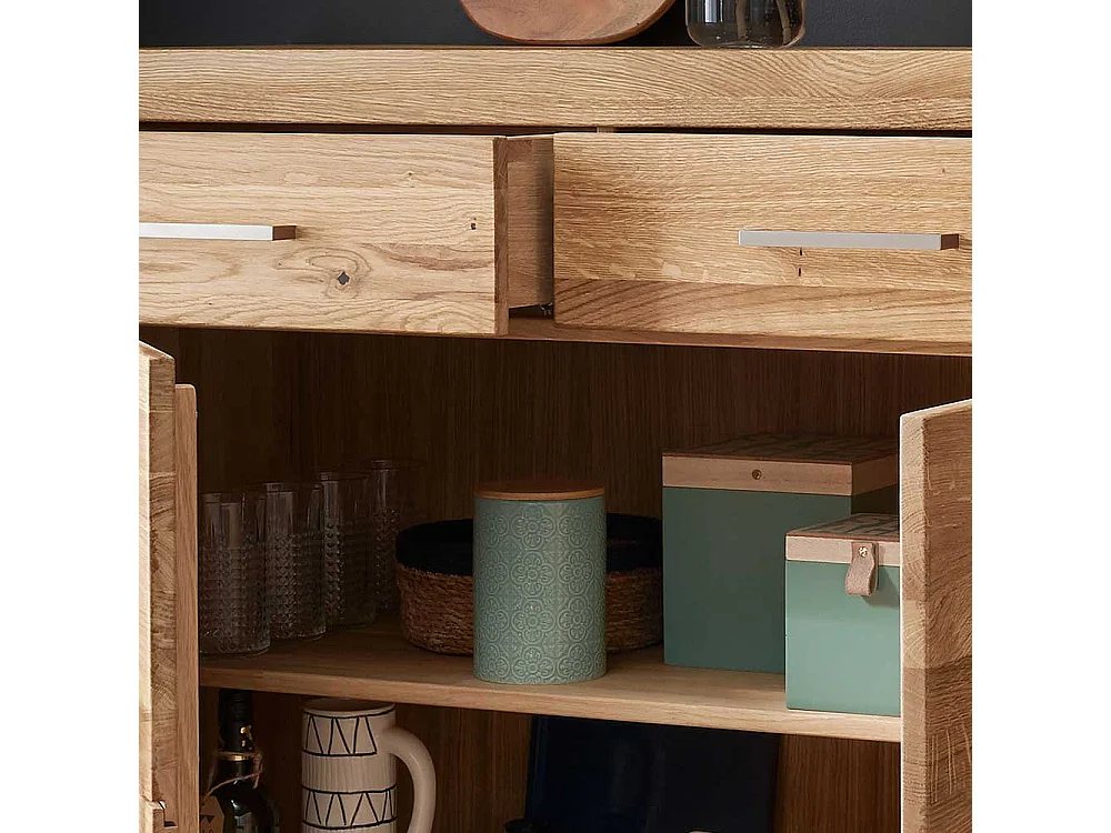 Großes Sideboard aus Wildeiche Massivholz 3 Türen 3 Schubladen