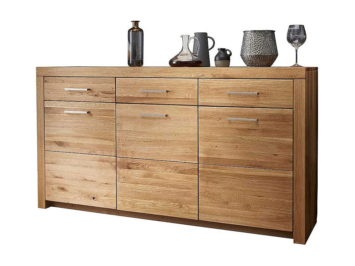 Großes Sideboard aus Wildeiche Massivholz 3 Türen 3 Schubladen