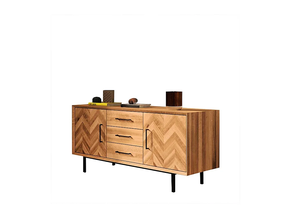 Massivholzkommode Skandistil in Wildeichefarben 144 cm breit