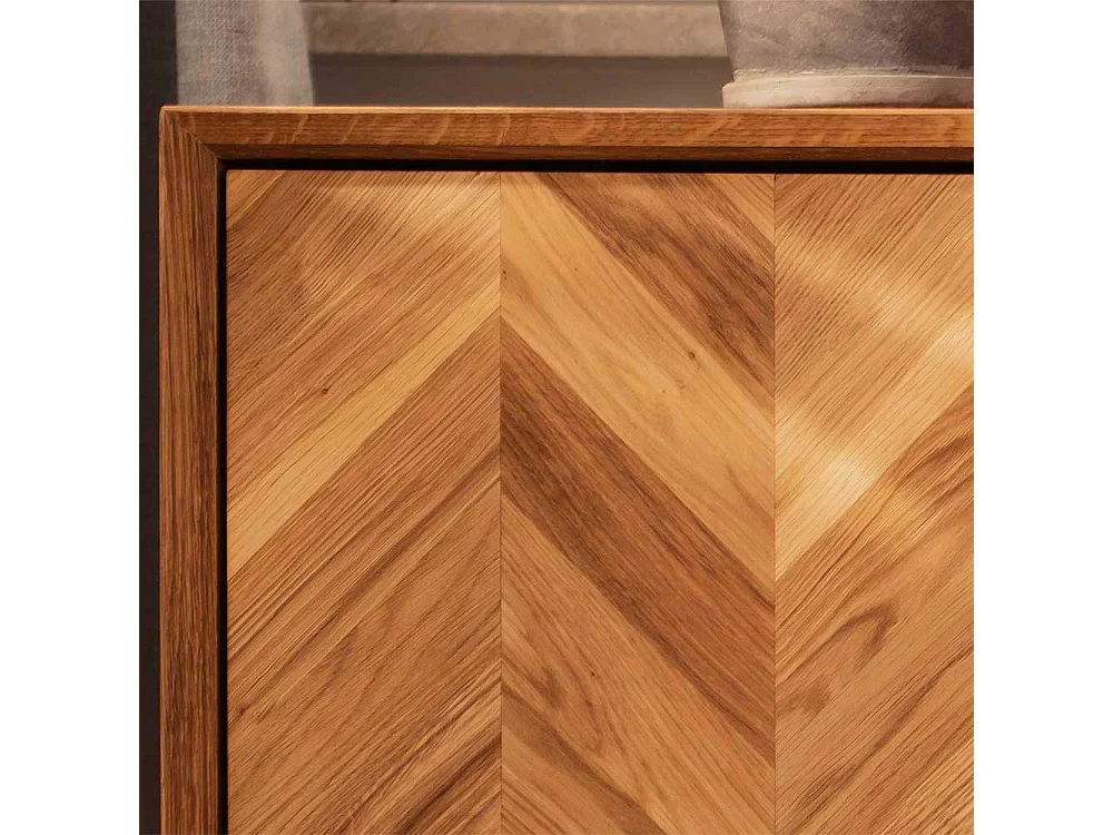 Massivholzkommode Skandistil in Wildeichefarben 144 cm breit