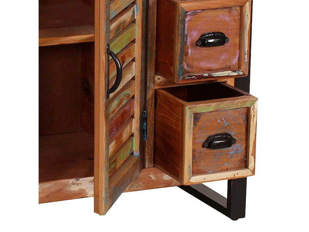 Shabby Chic Sideboard aus Recyclingholz und Metall 120 cm breit