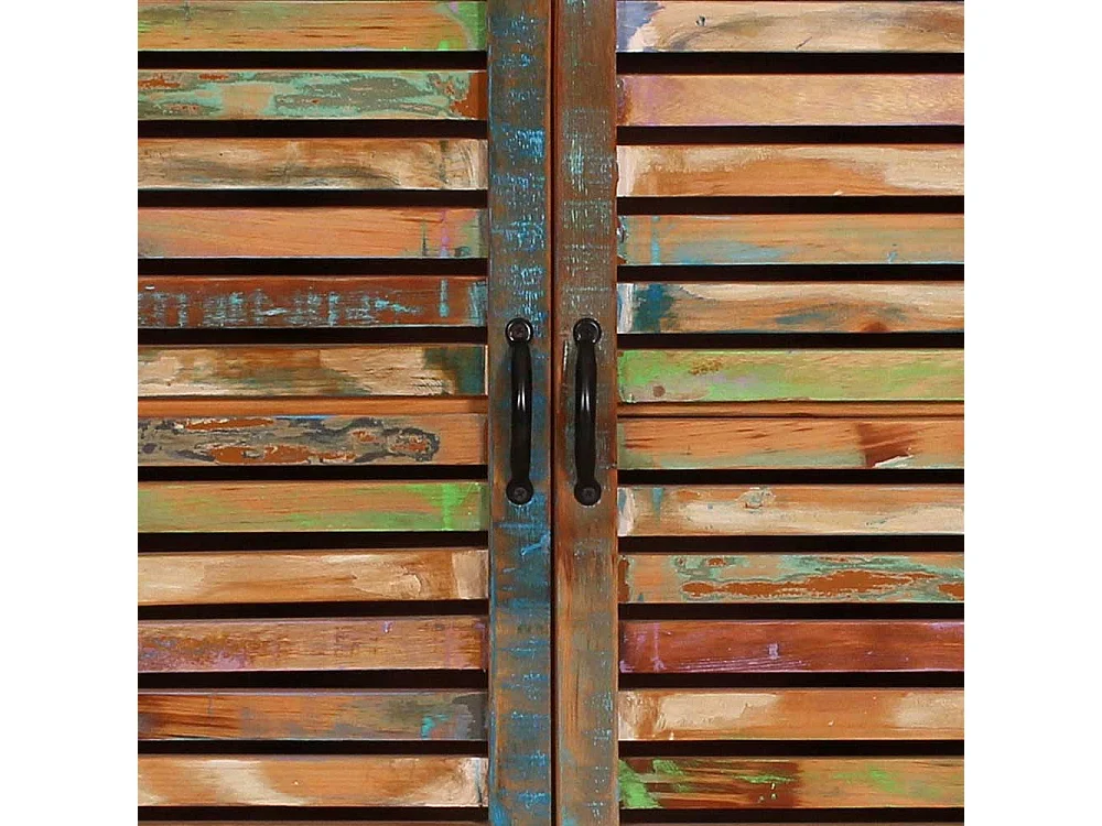 Shabby Chic Sideboard aus Recyclingholz und Metall 120 cm breit